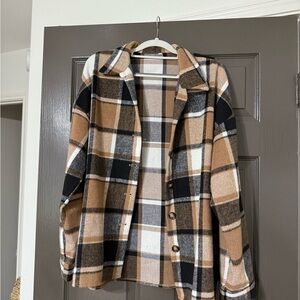 Plaid Button-Up Jacket